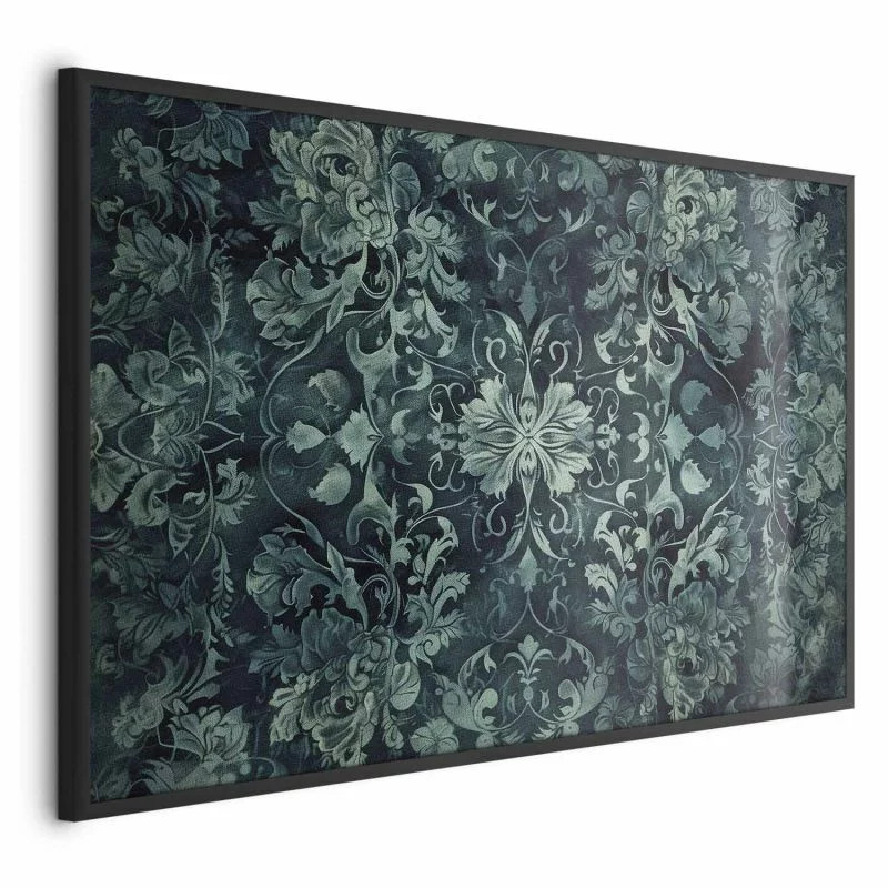 Plakat - Ornamenty dywanowe w szmaragdowych odcieniach - obrazek 1