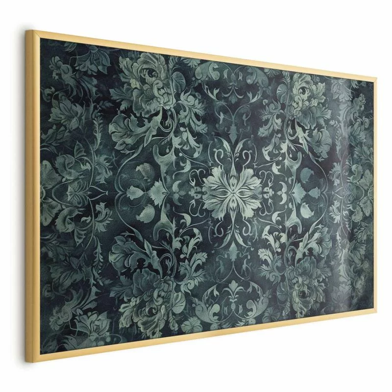 Plakat - Ornamenty dywanowe w szmaragdowych odcieniach - obrazek 1