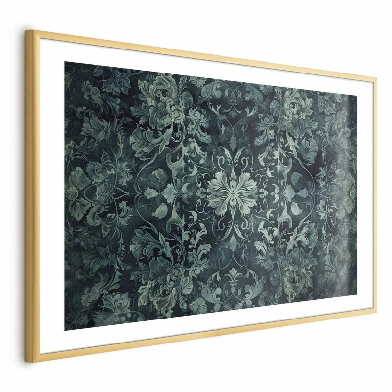 Plakat - Ornamenty dywanowe w szmaragdowych odcieniach - obrazek 1