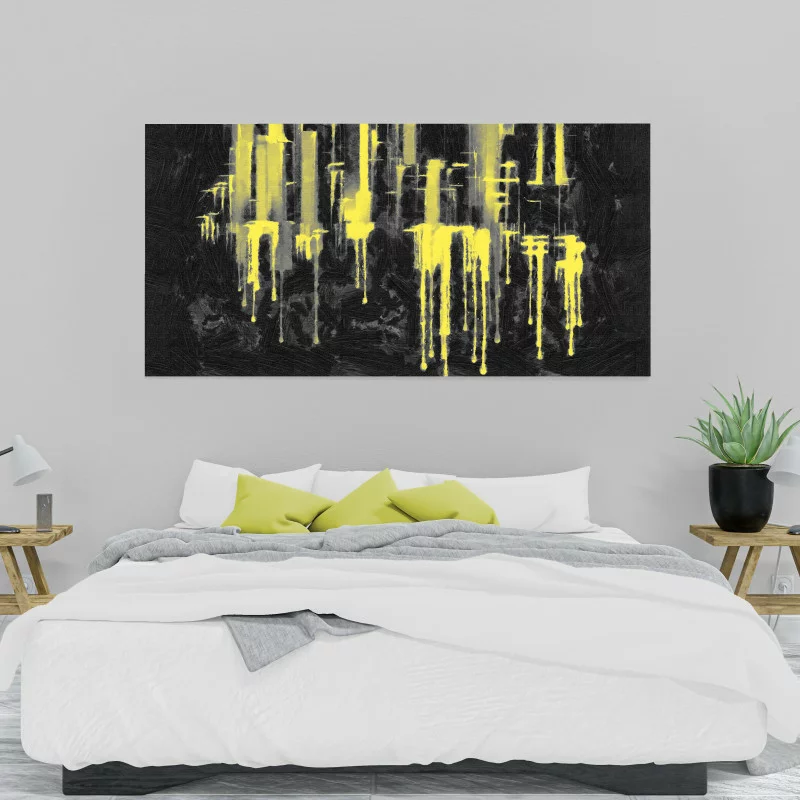Obraz abstrakcyjny - żółty spływający kolor