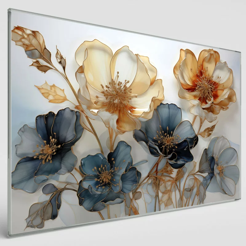 Obraz na szkle - 3D piękne kwiaty - obrazek 1