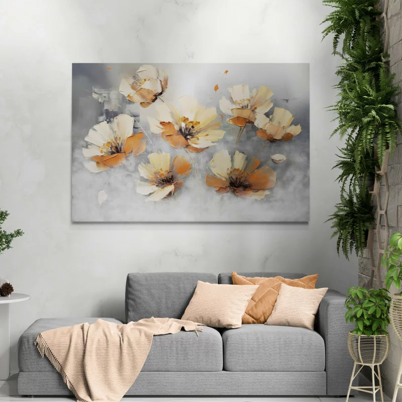 Obraz - kwiaty w kolorze aksamitnej brzoskwini - obrazek 1