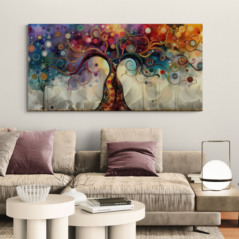 Obraz do salonu &ndash; abstrakcyjne drzewo życia pełne kolor&oacute;w