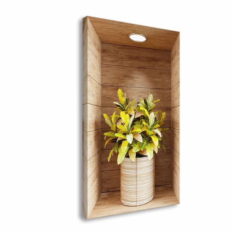 Obraz 3D - kwiat w drewnianej wnęce XXIV - obrazek 1