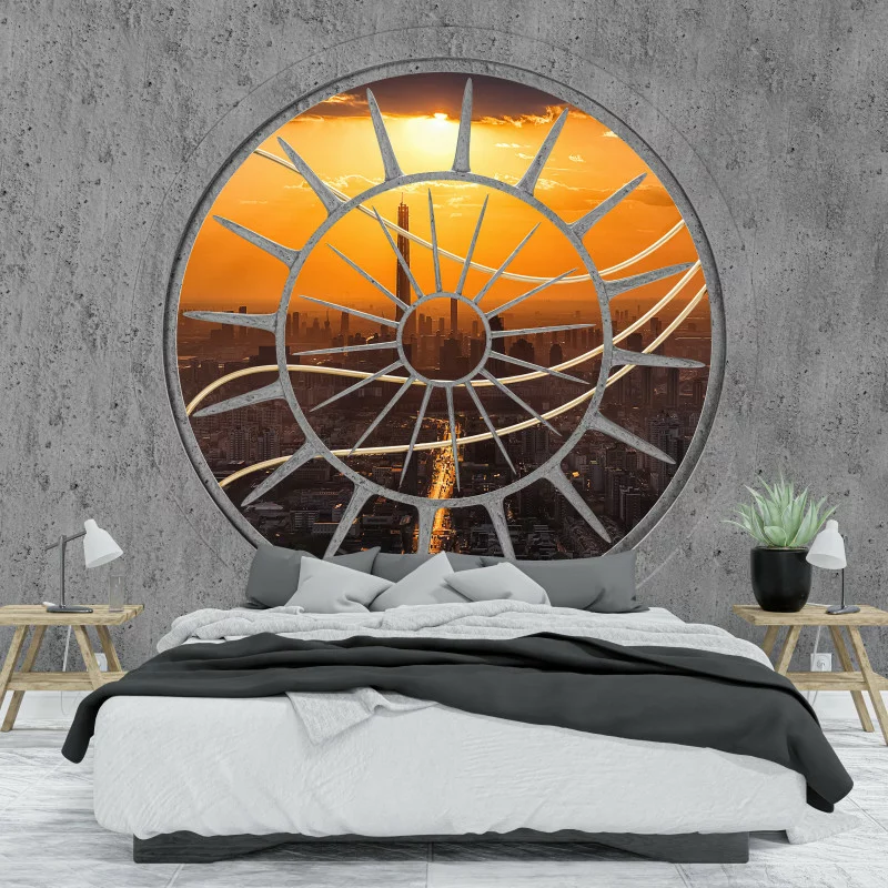 Fototapeta 3D na wymiar - widok ponad miastem - obrazek 1