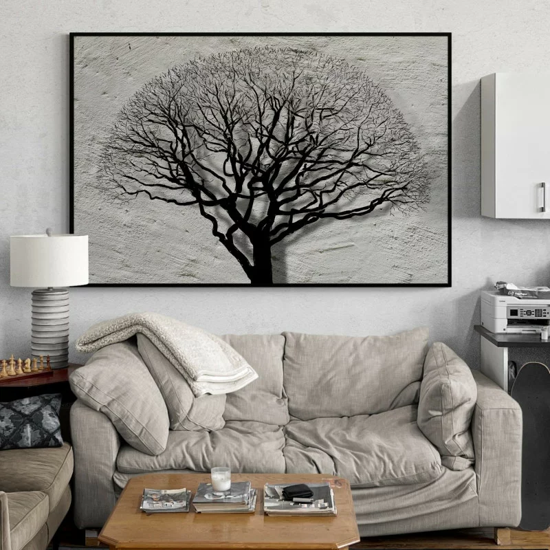 Obraz w czarnej ramie - cień drzewa