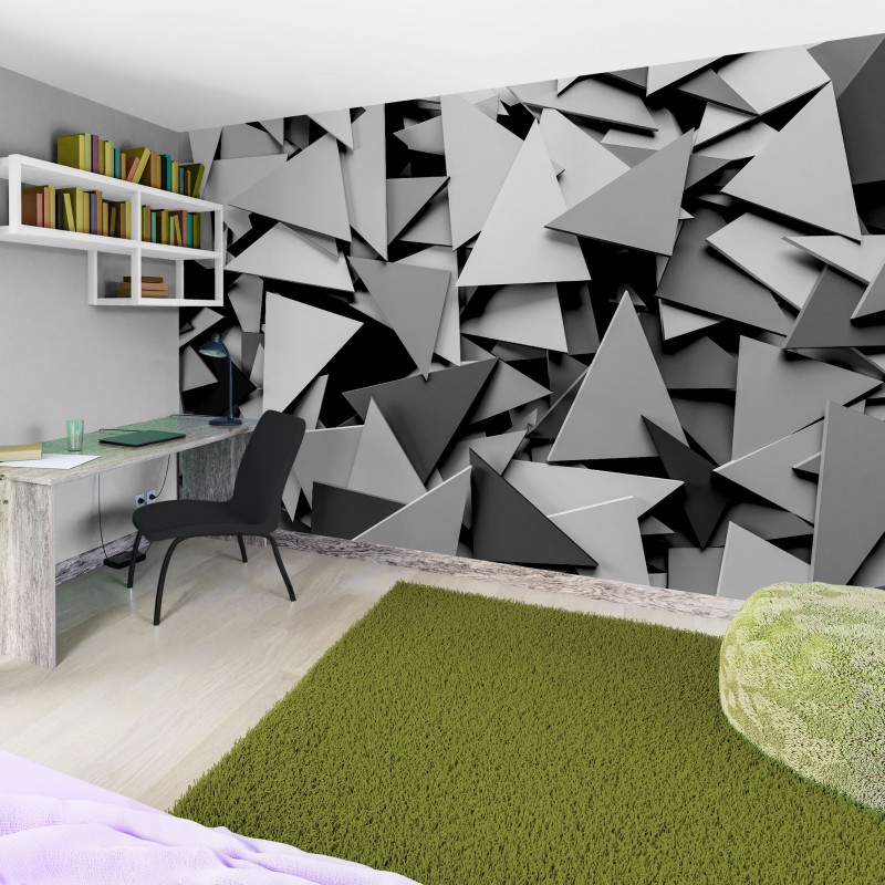 Fototapeta 3D Sivé trojuholníky