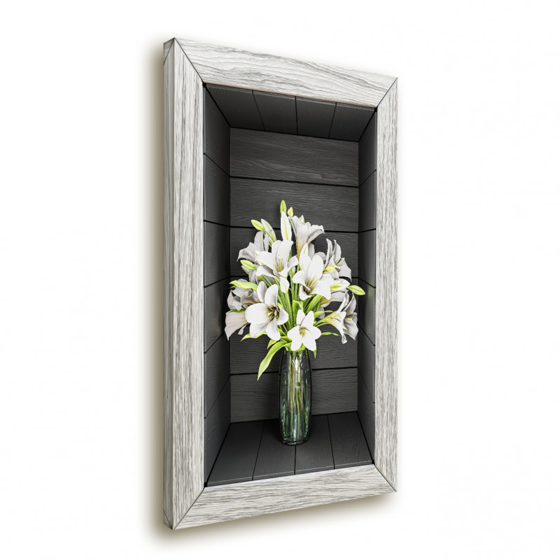 Obraz 3D - ciemna wnęka z kwiatem XVII