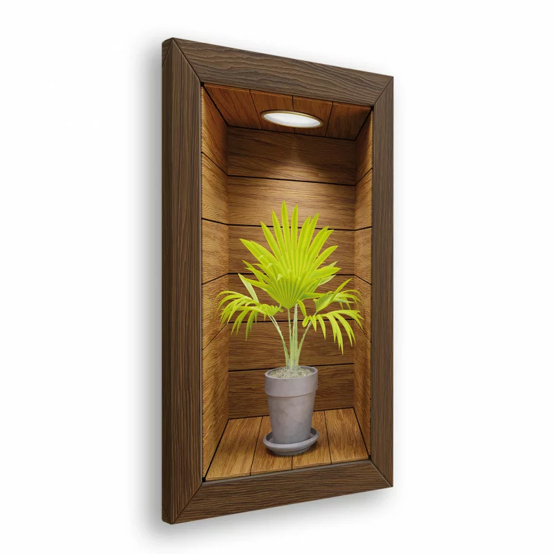 Obraz 3D - drewniana wnęka z kwiatem XXIX - obrazek 1