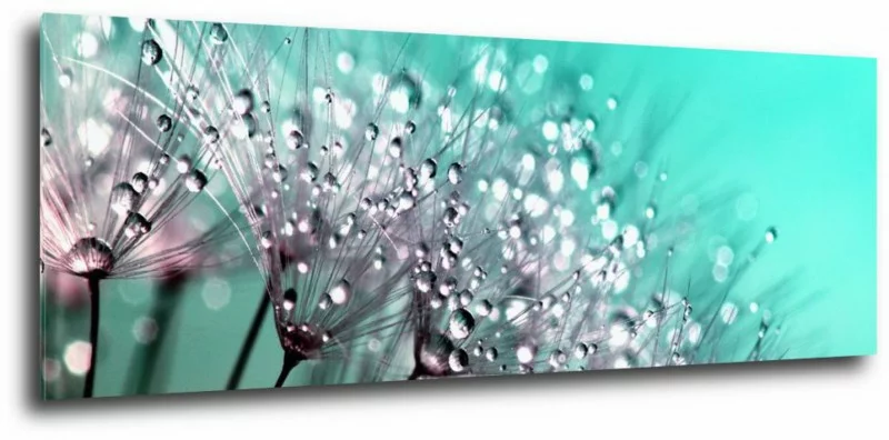 Obraz krople wody i turkus 150x50 - obrazek 1