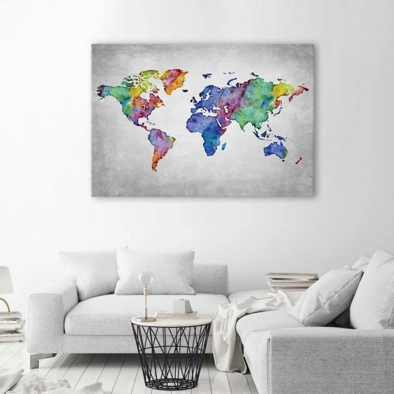 Obraz na płótnie, Wielobarwna mapa świata - obrazek 1