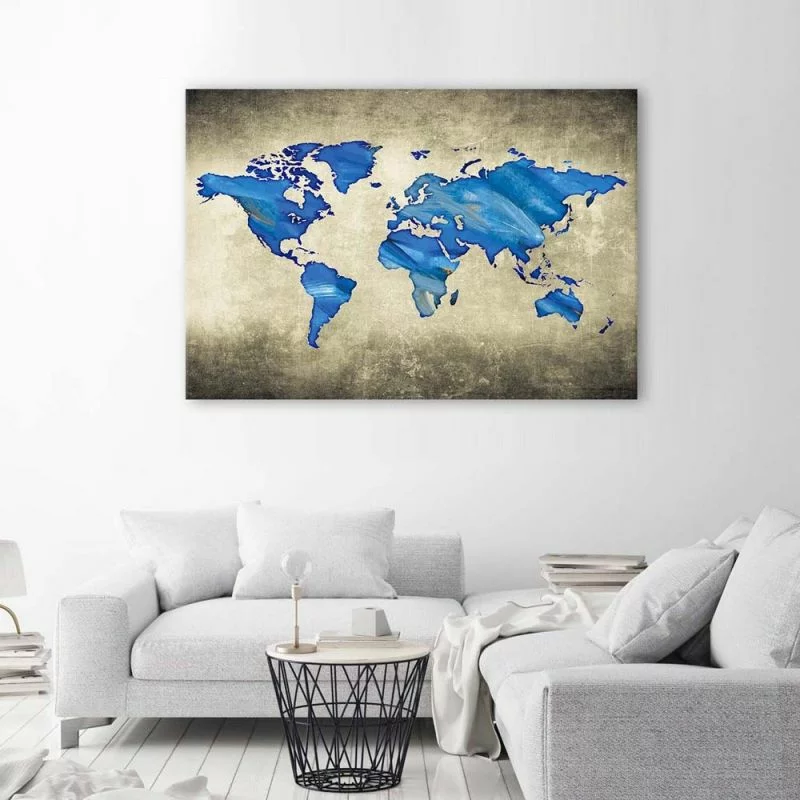 Obraz na płótnie, Niebieska mapa świata - obrazek 1
