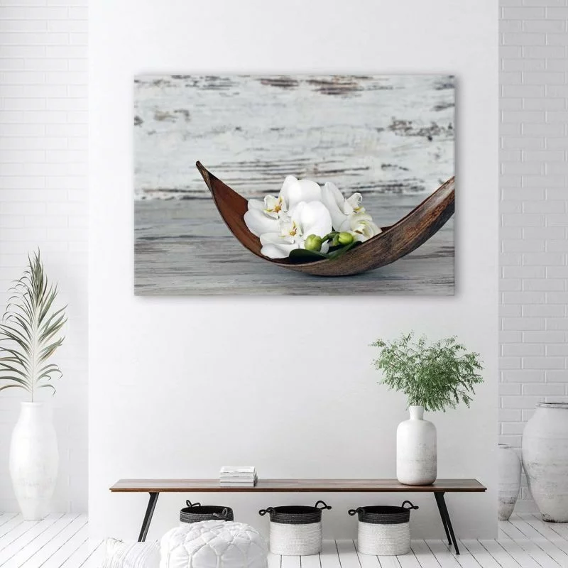 Obraz na płótnie, Białe kwiaty storczyka - obrazek 1
