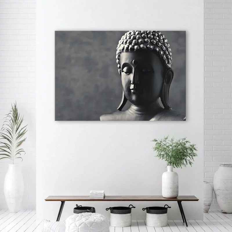 Obraz na płótnie, Budda na szarym tle - obrazek 1