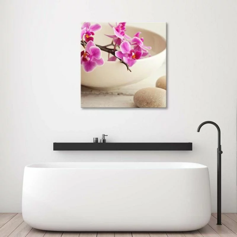 Obraz na płótnie, Różowe orchidee w naczyniu - obrazek 1