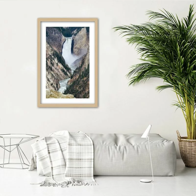 Obraz w ramie, Wielki wodospad w górach - obrazek 1