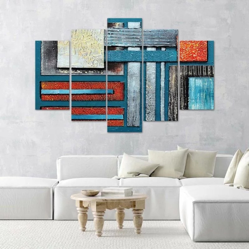 Obraz pięcioczęściowy Deco Panel, Kompozycja z błękitem - obrazek 1