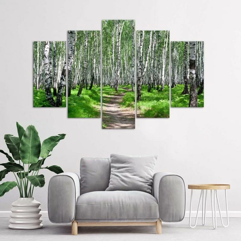 Obraz pięcioczęściowy Deco Panel, Las brzozowy - obrazek 1