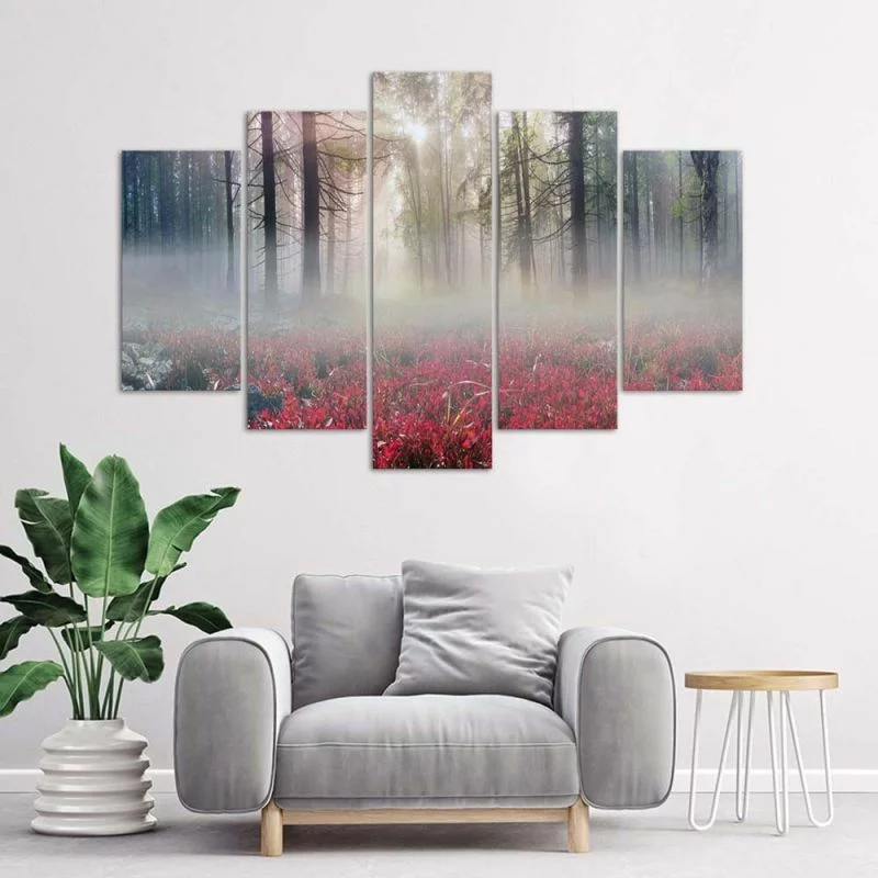 Obraz pięcioczęściowy Deco Panel, Mgła nad polaną - obrazek 1