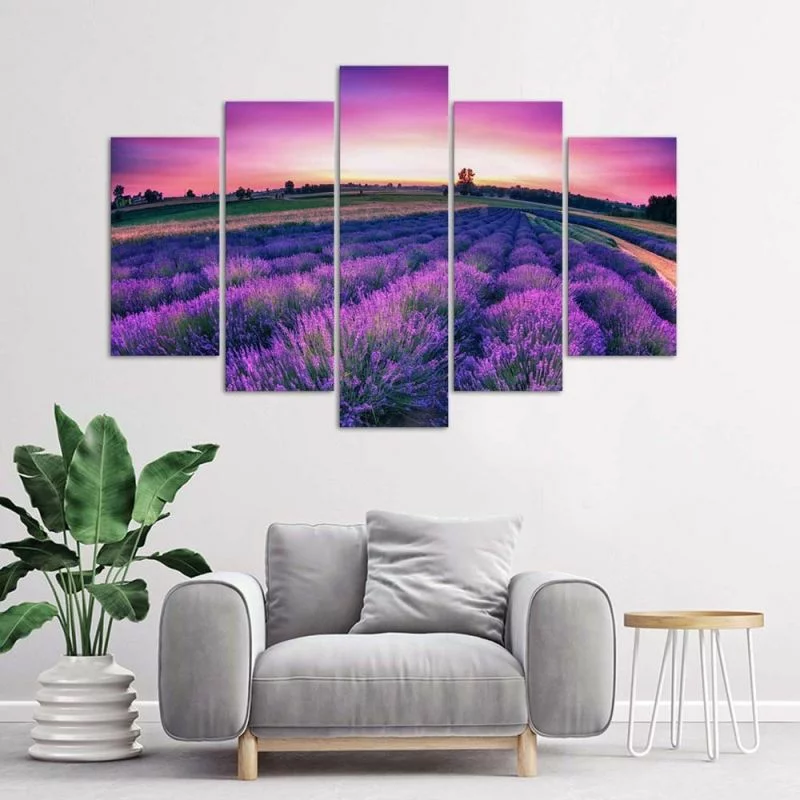 Obraz pięcioczęściowy Deco Panel, Lawendowe pole - obrazek 1
