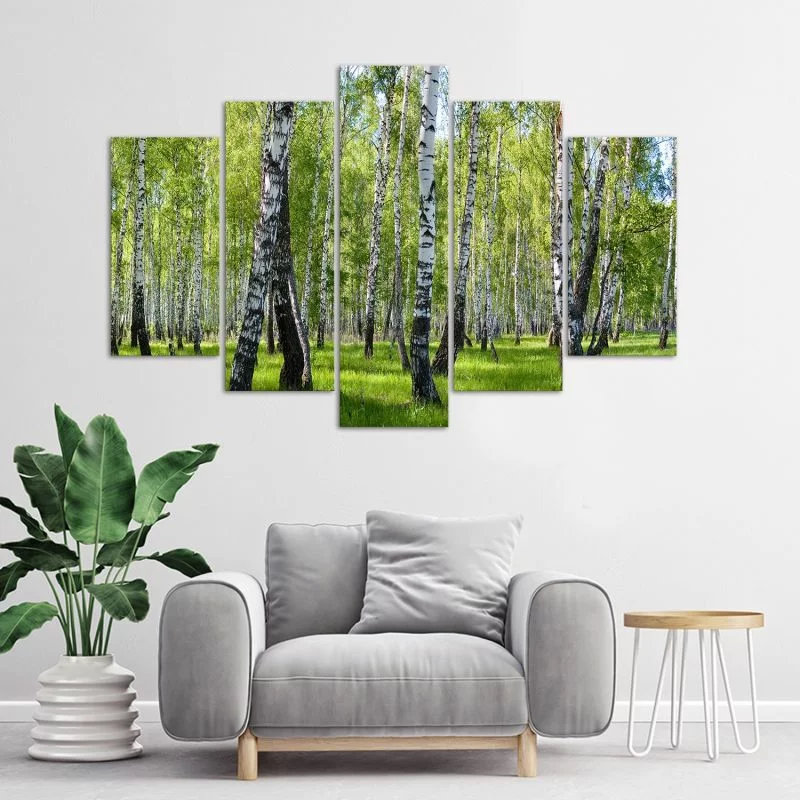Obraz pięcioczęściowy Deco Panel, Brzozy - obrazek 1
