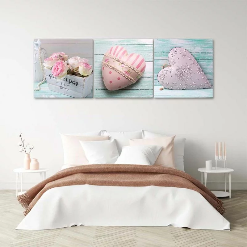 Zestaw obrazów Deco Panel, Różowe serca - obrazek 1