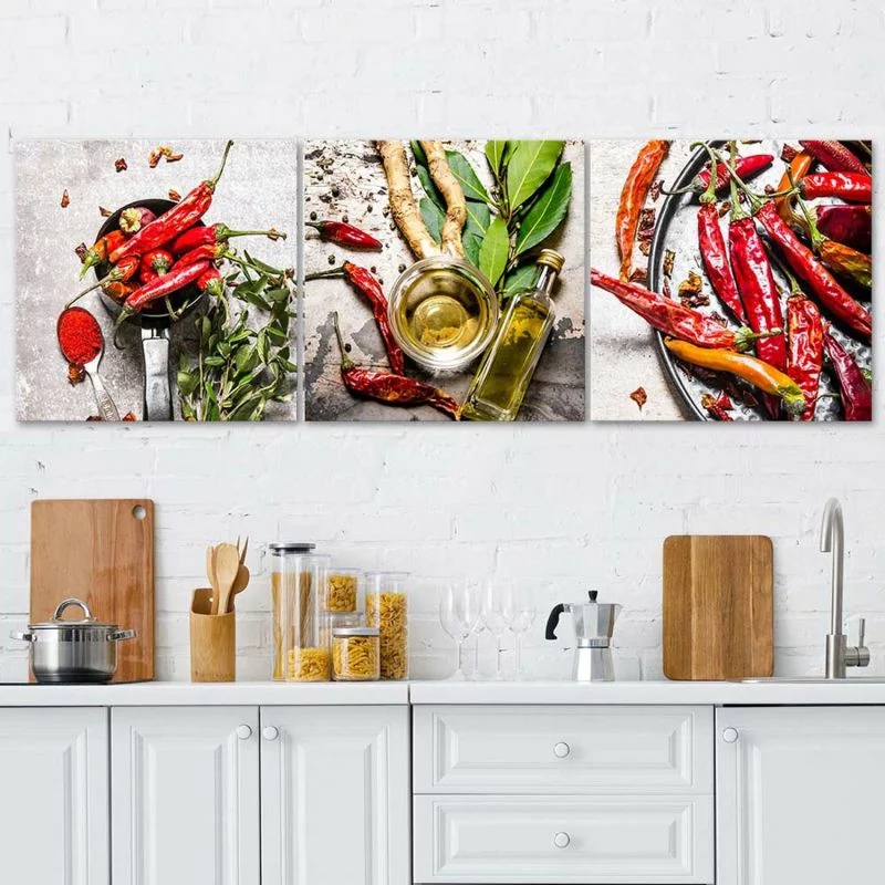 Zestaw obrazów Deco Panel, Suszona czerwona papryka chili - obrazek 1