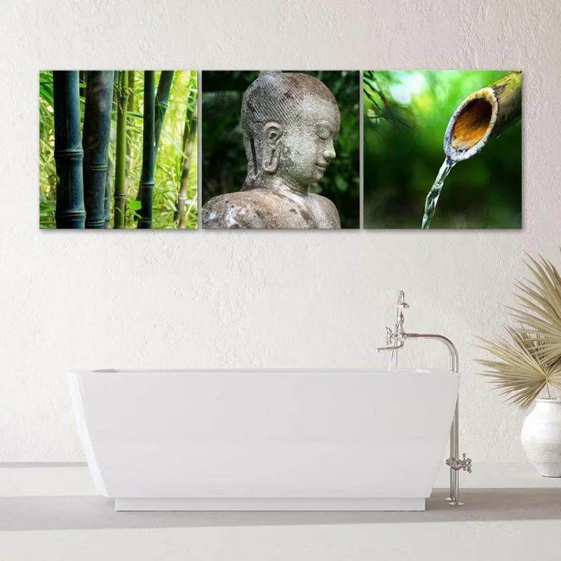 Zestaw obrazów Deco Panel, Budda i bambusy zen - obrazek 1
