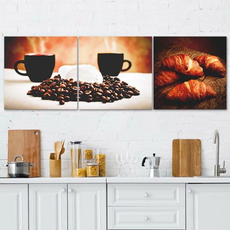 Zestaw obrazów Deco Panel, Kawa i rogaliki - obrazek 1