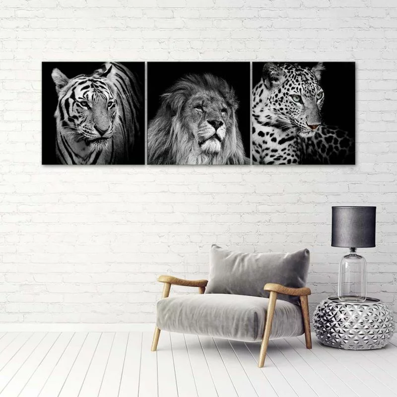 Zestaw obrazów Deco Panel, Czarno-białe drapieżne zwierzęta - obrazek 1