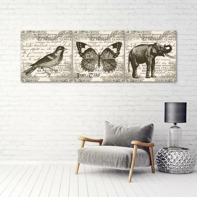 Zestaw obrazów Deco Panel, Retro zwierzęta - obrazek 1