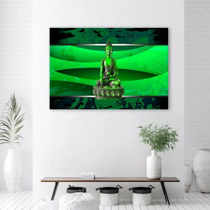 Obraz Deco Panel, Budda na zielonym tle - obrazek 1