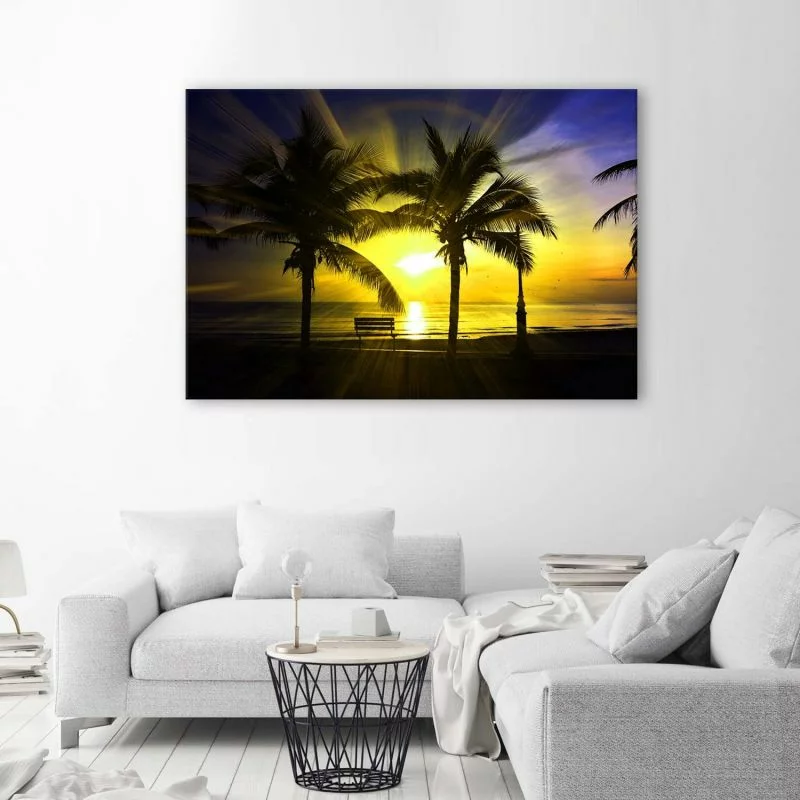 Obraz Deco Panel, Palmy i promienie słońca - obrazek 1