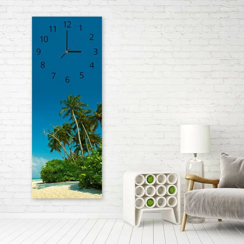 Obraz z zegarem, Tropikalna plaża - obrazek 1