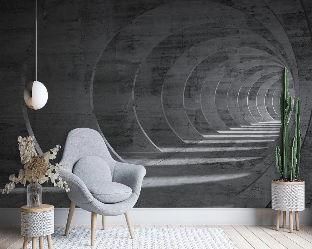 Fototapeta, Tunel szary 3D - obrazek 1
