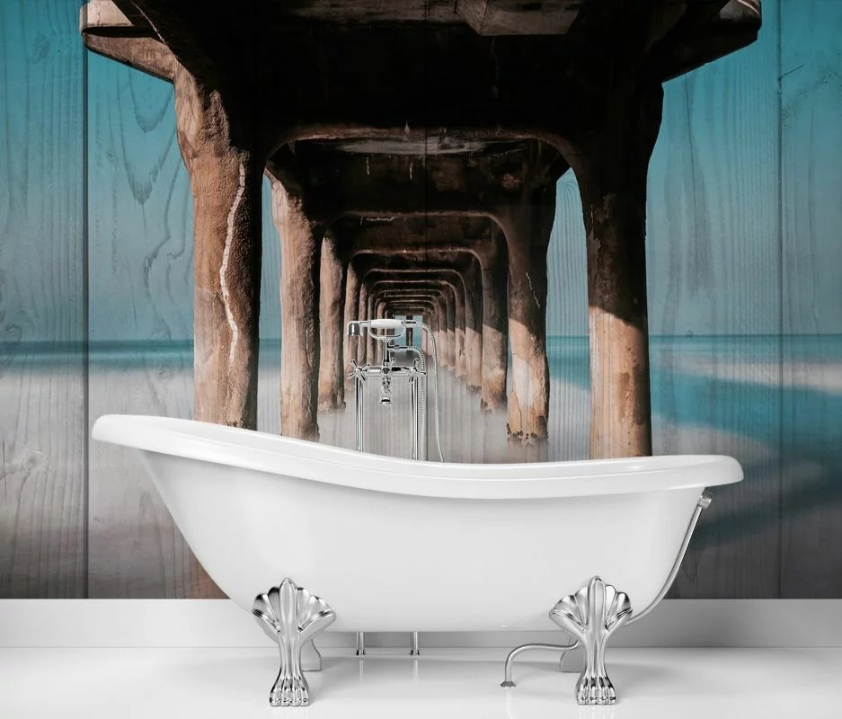 Fototapeta, Tunel drewniany pod molo - obrazek 1