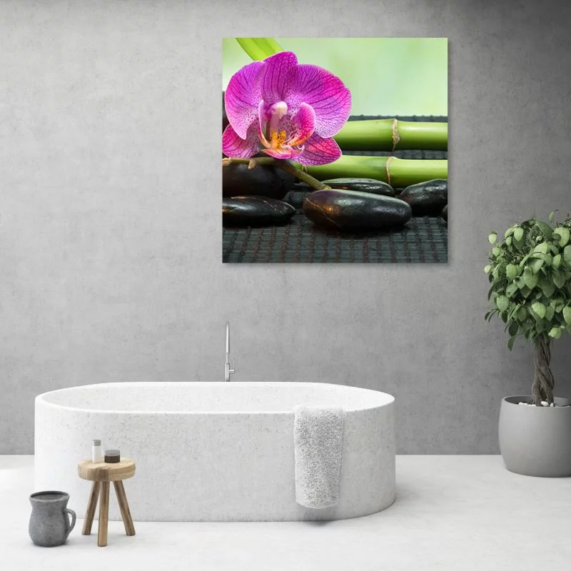 Obraz Deco Panel, Orchidea na czarnych kamieniach - obrazek 1