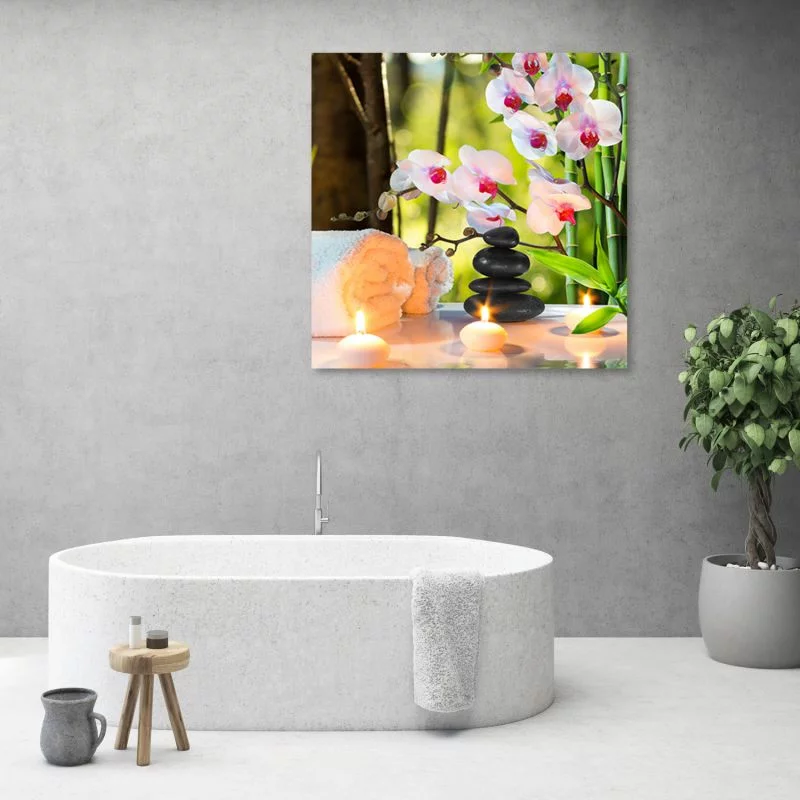 Obraz Deco Panel, Spa świece i kwiaty orchidei - obrazek 1