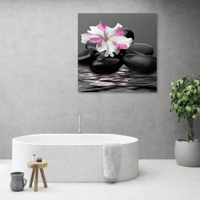 Obraz na płótnie, Kamienie Kwiat Różowy Zen - obrazek 1