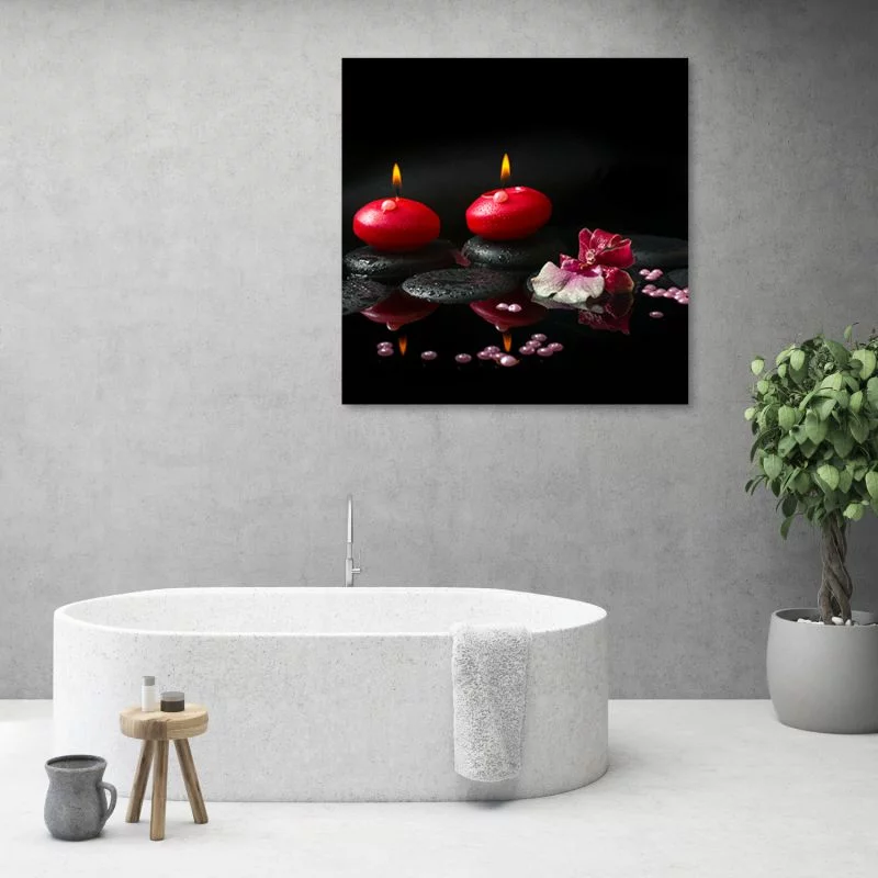 Obraz Deco Panel, Czerwone świeczki Kamienie Zen - obrazek 1