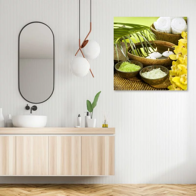 Obraz Deco Panel, Kwiaty Palma Świeca zen - obrazek 1