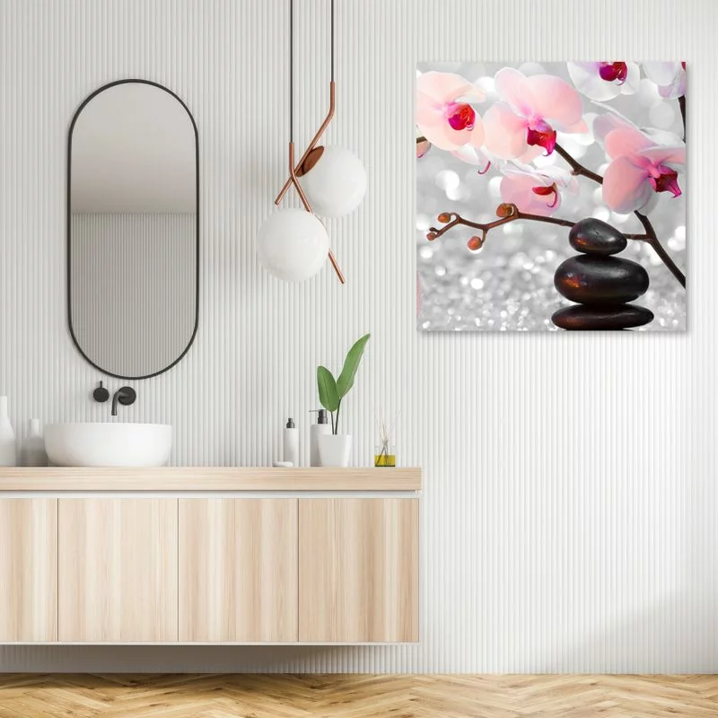 Obraz Deco Panel, Kamienie zen i gałązka storczyka - obrazek 1