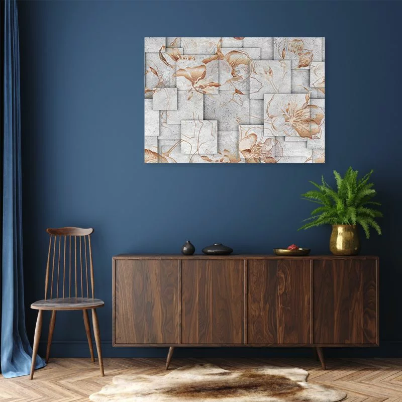 Obraz Deco Panel, Kwiaty lilii na geometrycznym tle - obrazek 1