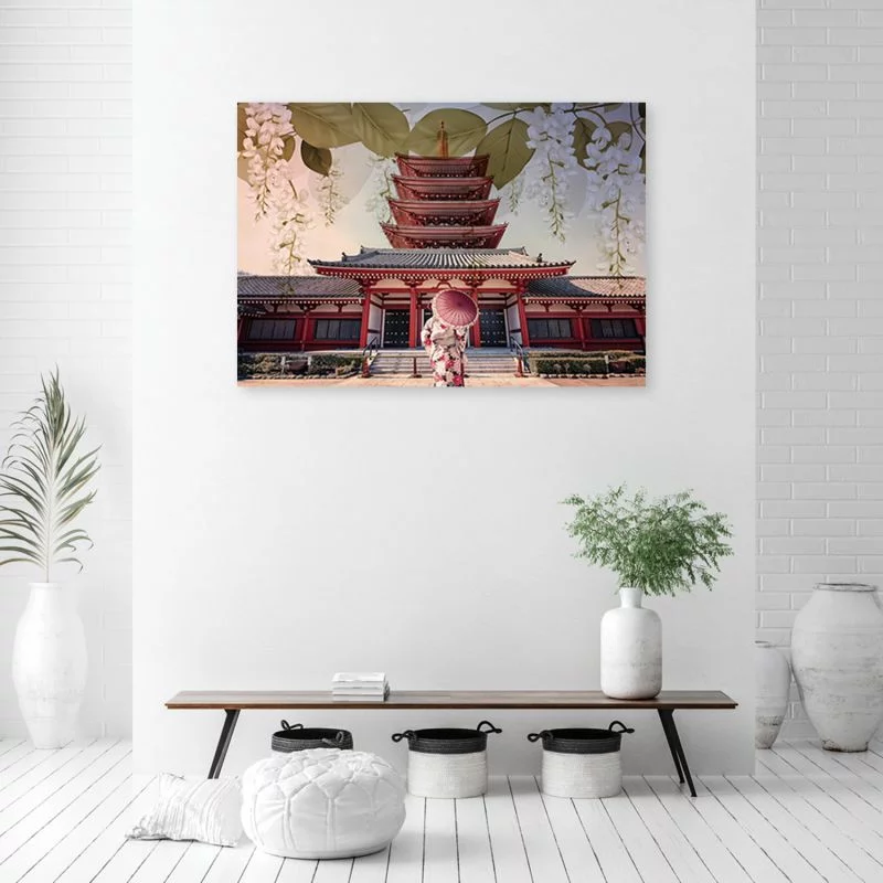 Obraz Deco Panel, Japońska Gejsza i świątynia - obrazek 1