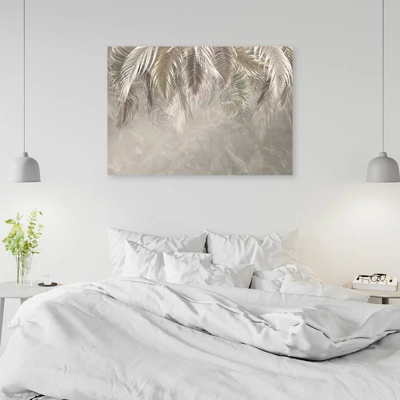 Obraz Deco Panel, Liście palmy na betonie 3D - obrazek 1