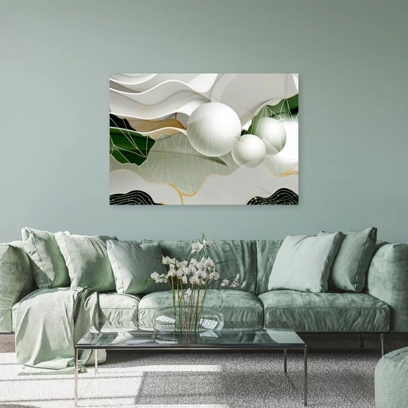 Obraz Deco Panel, Zielona abstrakcja z kulami 3D - obrazek 1