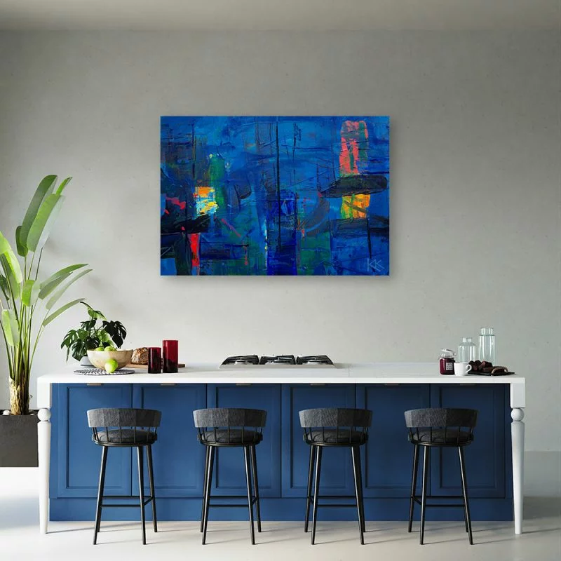 Obraz Deco Panel, Niebieska abstrakcja ręcznie malowana - obrazek 1