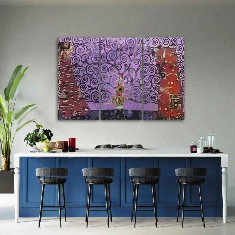 Obraz trzyczęściowy Deco Panel, Fioletowe drzewo życia abstrakcja - obrazek 1