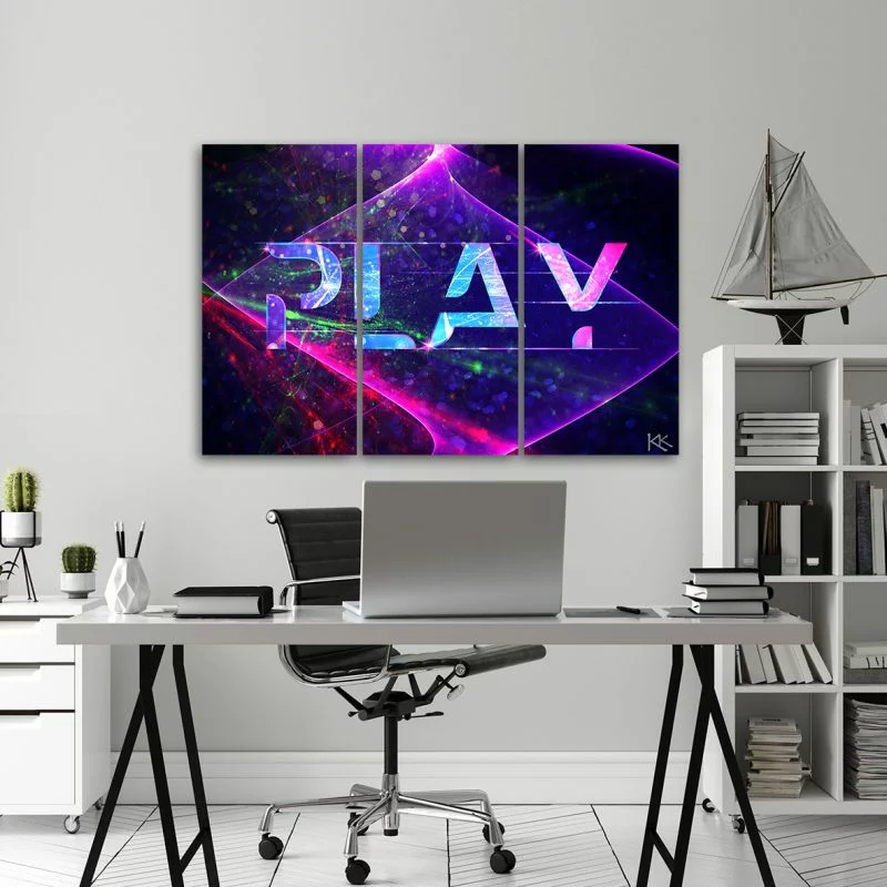 Obraz trzyczęściowy Deco Panel, Napis play abstrakcja - obrazek 1