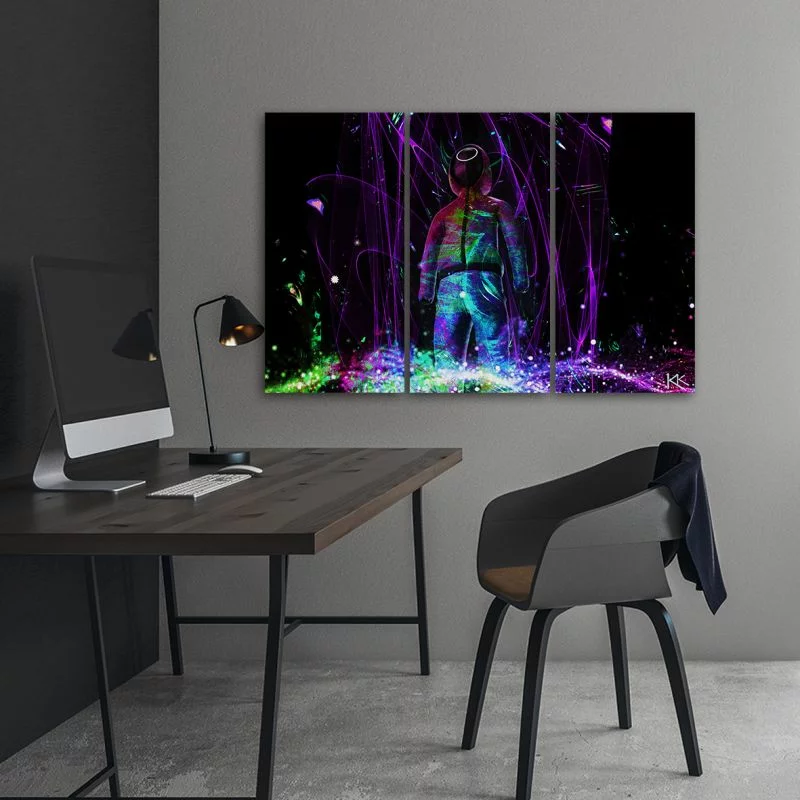 Obraz trzyczęściowy Deco Panel, Neon gracz - obrazek 1